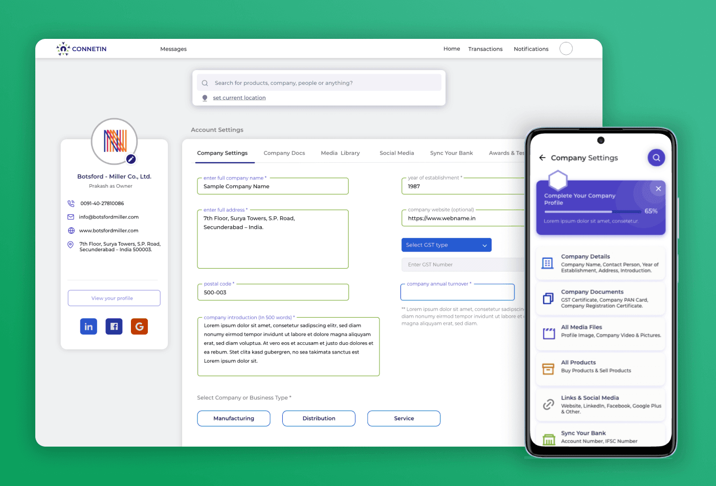 Connetin analytics and reporting dashboard