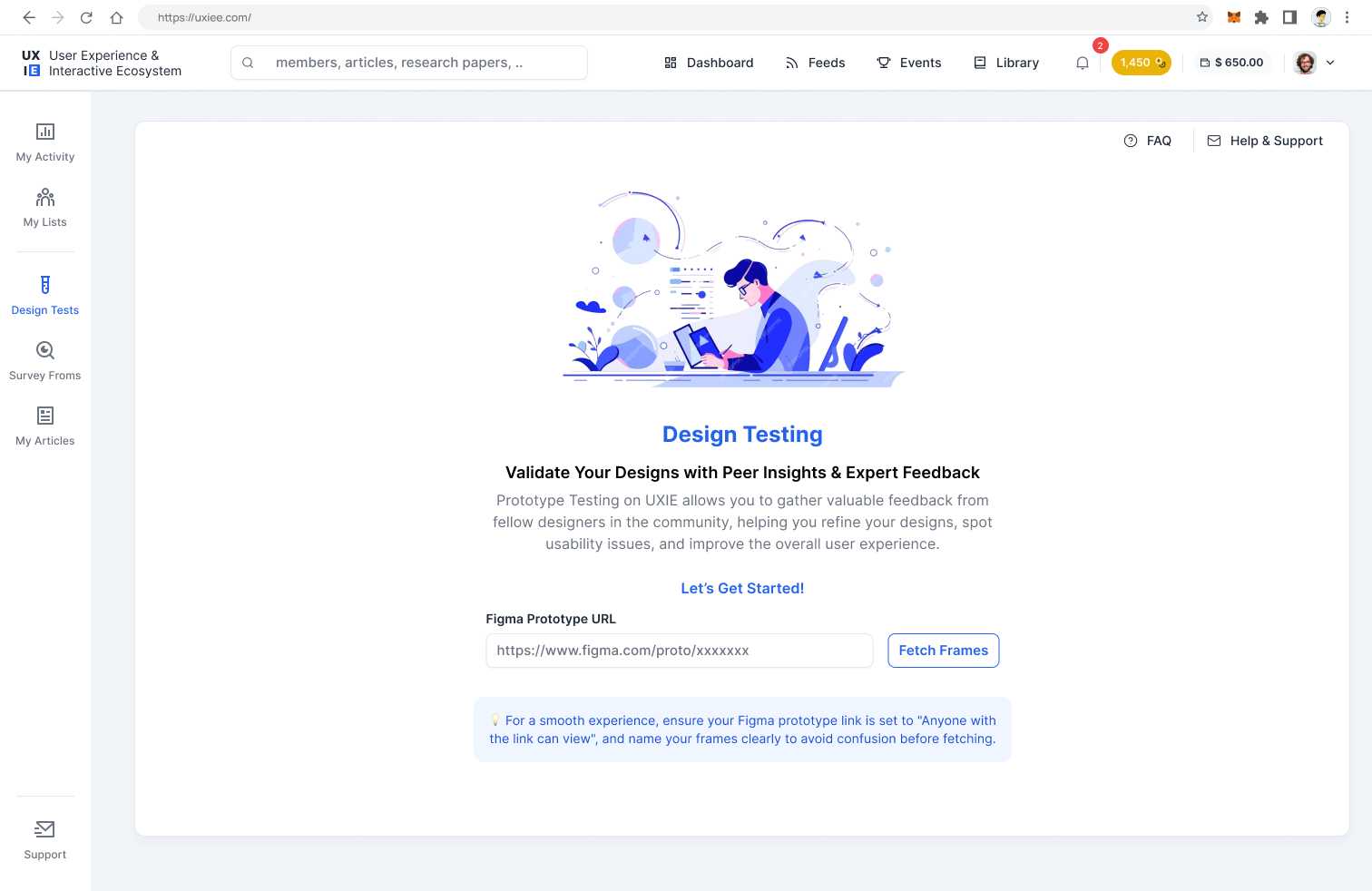 UXIE — create new prototype test