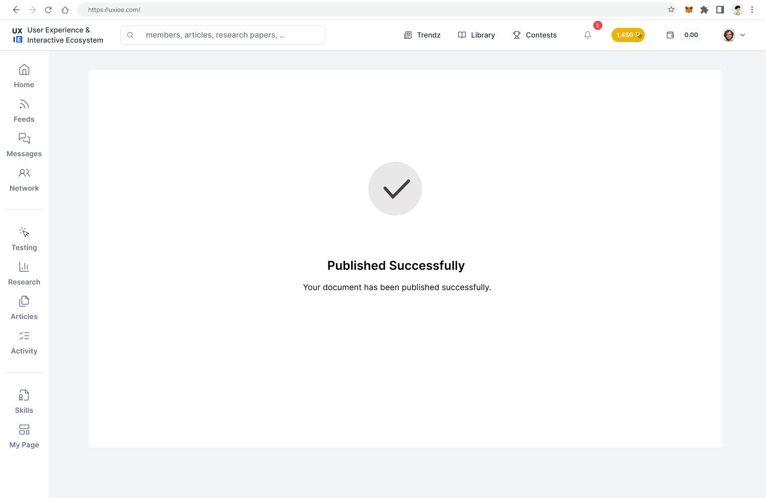 Wireframe — Published article final state